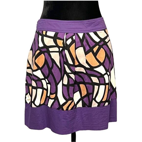 Dillard’s Pink Twill Purple Black White Tan Cotton Circle Skater Skirt Size 8 - Picture 9 of 9